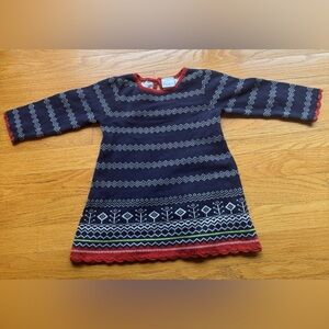 Hanna Anderson Navy and Red Patterned Knit Dress